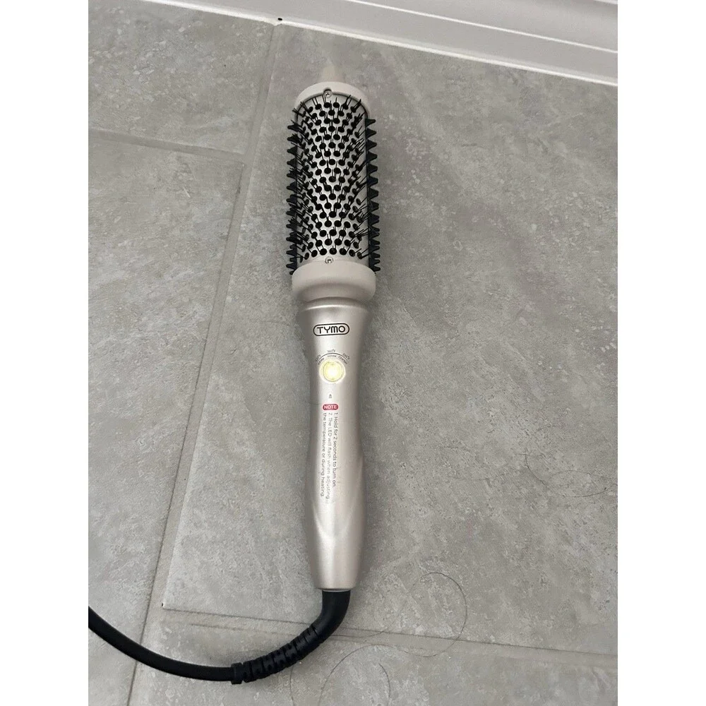 TYMO Heated Curling Brush w/ Adjustable Heat Settings, Electric, Silver/Black